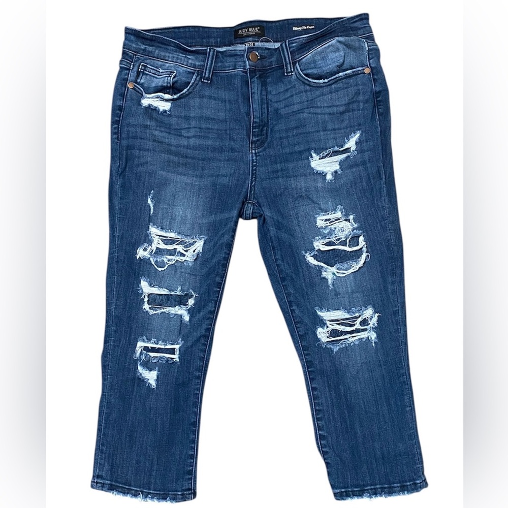 Judy Blue Distressed Skinny Fit Capri Jeans Size 13/31